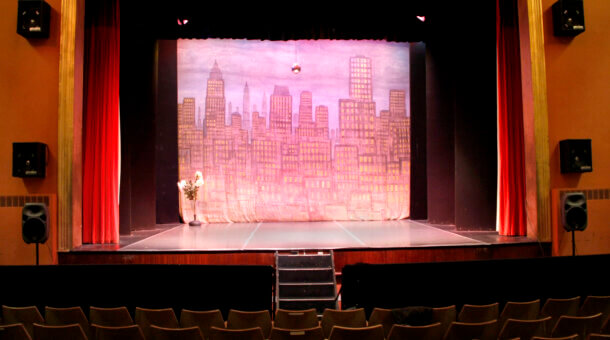The stage and seating in the Montgomery Theatre