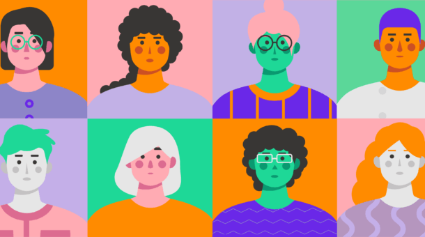 cartoon drawing of peoples faces